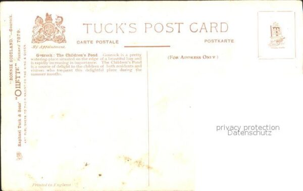 Verlag Tucks Oilette Nr. 7879 Gourock The Children's Pond – Bild 2