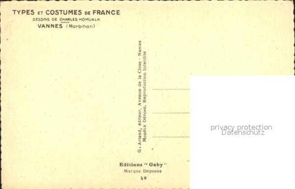 Trachten Frankreich Vannes Morbihan Charles Homualk Nr. 49 – Bild 2