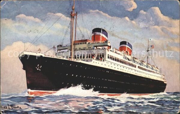 Dampfer Oceanliner Washington Künstlerkarte Fred J. Hoertz