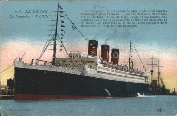 Dampfer Oceanliner Paquebot Paris Le Havre