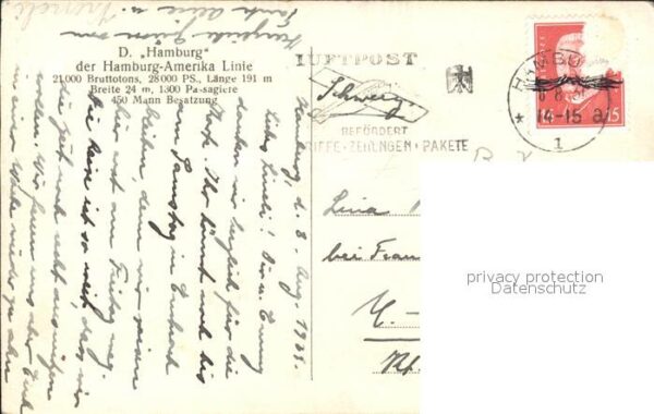 Dampfer Oceanliner D. Hamburg – Bild 2