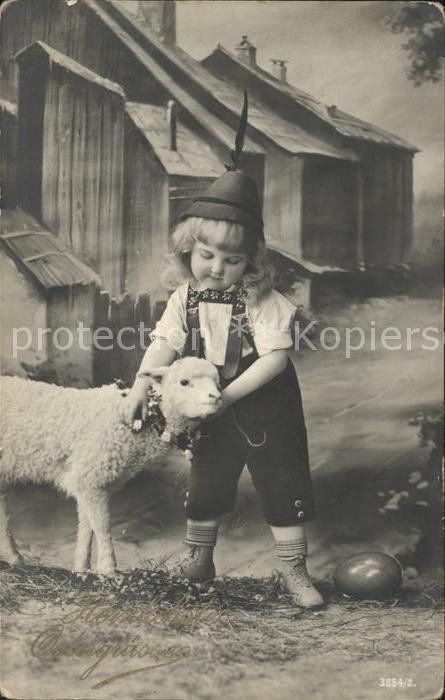 Ostern Easter Paques Kind Lamm