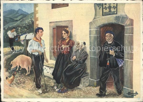 Trachten Frankreich Basse-Navarre Baja-Navarra En el Umbral