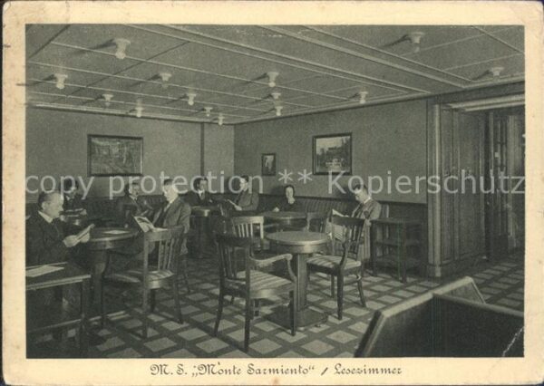 Dampfer Oceanliner M.S. Monte Sarmiento Lesezimmer