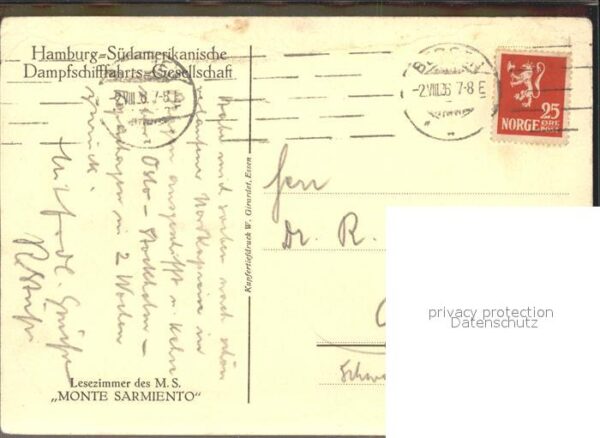 Dampfer Oceanliner M.S. Monte Sarmiento Lesezimmer – Bild 2