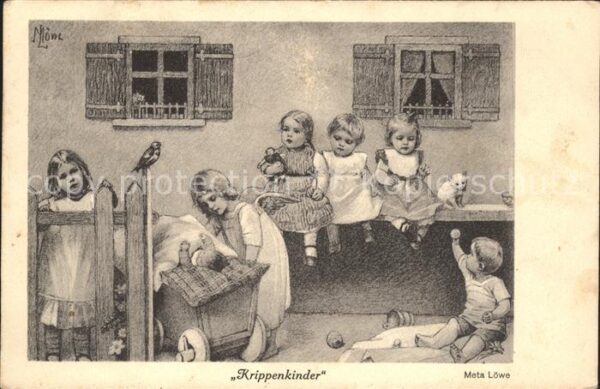 Loewe Meta Krippenkinder Nr. 57 Engel Kinderwagen