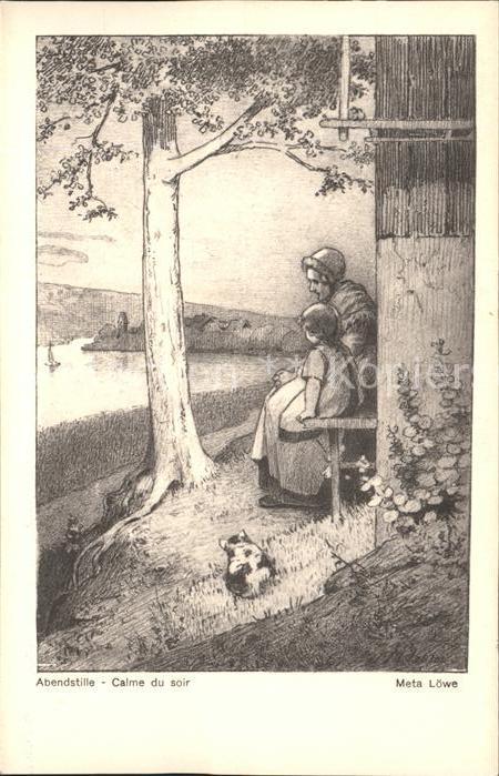 Loewe Meta Abendstille Nr. 9 Mutter Kind Katze See
