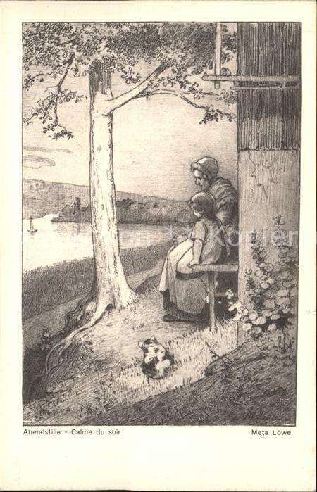 Loewe Meta Abendstille Nr. 9 Mutter Kind Katze See