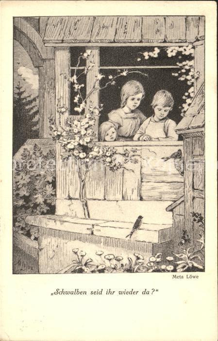 Loewe Meta Nr. 68 Schwalben Kinder Blumen