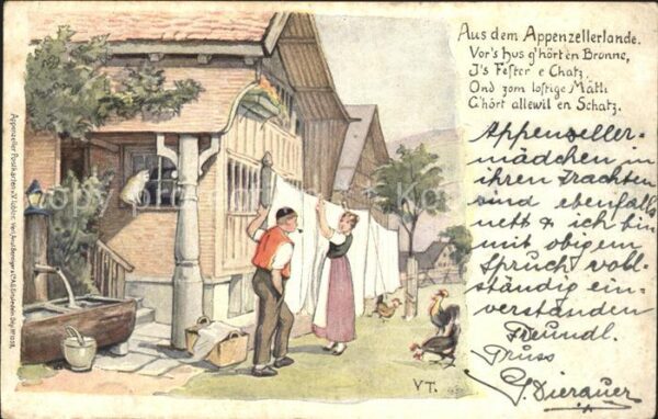 Tobler Viktor V.T. Appenzellerland Wäsche aufhängen Wäsche