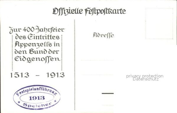 Tobler Viktor V.T. Festpostkarte 400. Jahrfeier Eintritt A – Bild 2