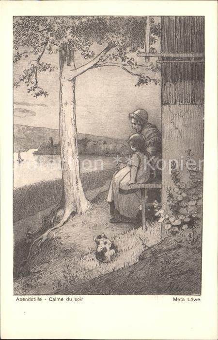 Loewe Meta Abendstille Nr. 9 Mutter Kind Katze See