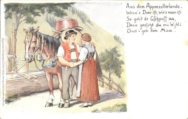 Tobler Viktor V.T. Appenzellerland Pferd Trachten Holztrog