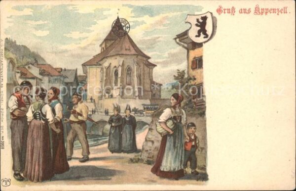 Tobler Viktor V.T. Appenzell Kirche Trachten