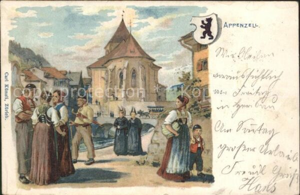 Tobler Viktor V.T. Appenzell Kirche Trachten