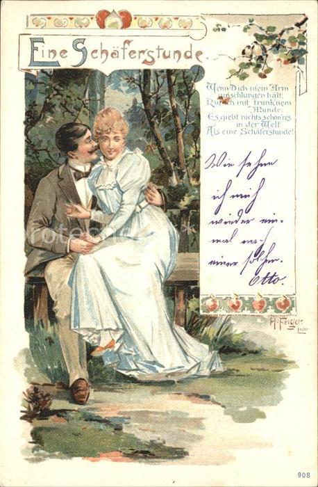 Poesie Gedicht Eine Schäferstunde Paar Litho