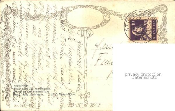 Kuenstlerkarte H.C. Kosel Bergfriede Nr. 625-4 Bäume B – Bild 2