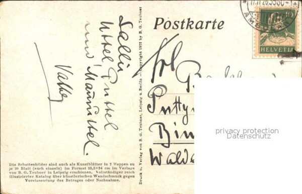 Scherenschnitt Schattenbildkarte Diefenbach Göttliche Jugend 1. Blatt 18 – Bild 2
