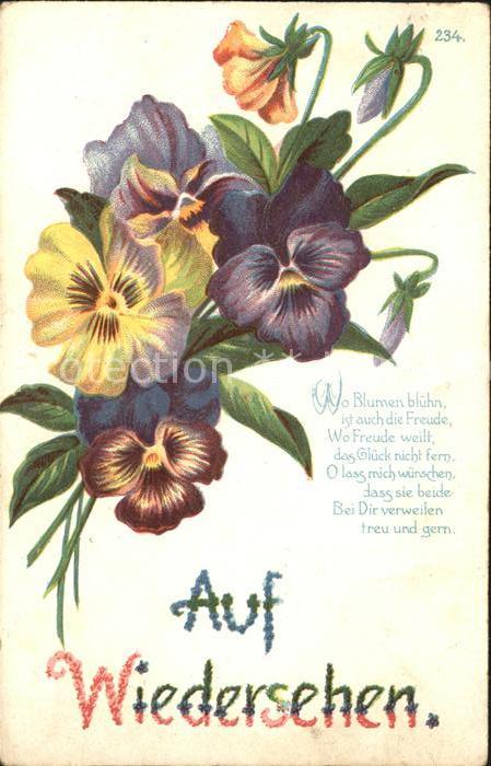 Blumen Stiefmütterchen Gedicht Litho