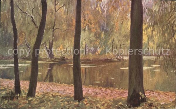 Kuenstlerkarte Hersmaschoff Solitude Nr. 659 Bäume See