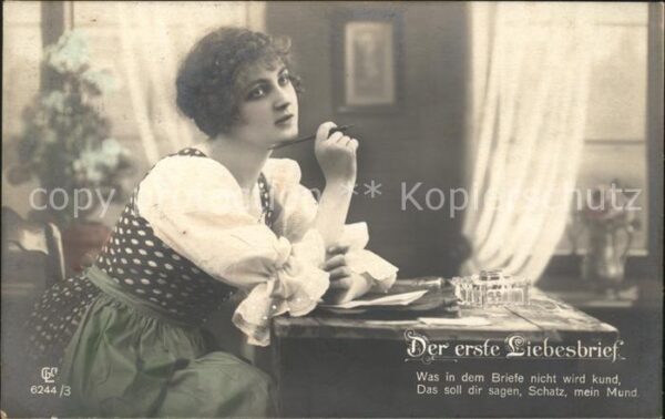 Foto GLCo Nr. 6244/3 Der erste Liebesbrief Frau Füllf