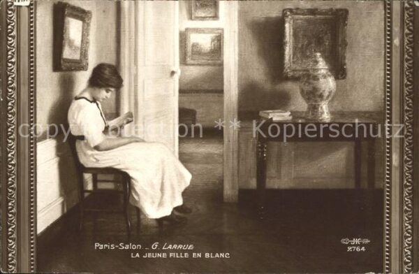 Kuenstlerkarte G. Larrue La Jeune Fille en Blanc Nr. 2