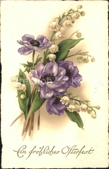 Maigloeckchen Anemonen Ostern Litho