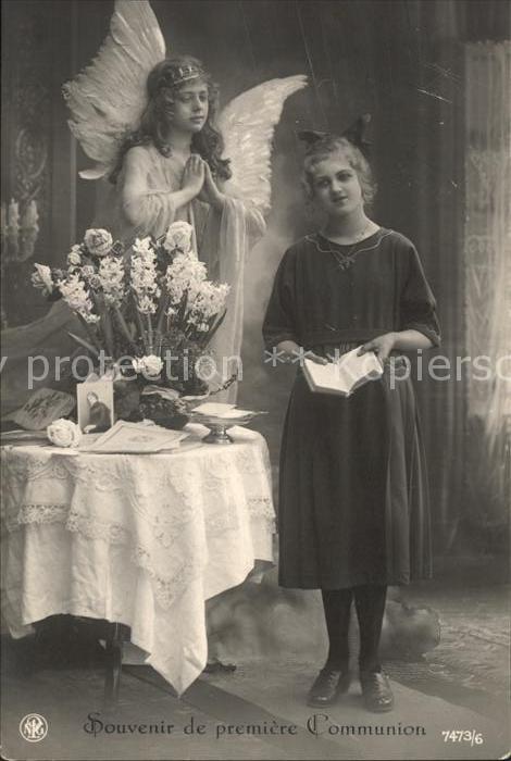 Foto NPG Nr. 7473/6 Kommunion Mädchen Schutzengel