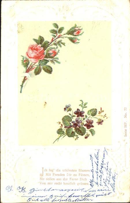 Rosen Veilchen Blumengrüsse Litho