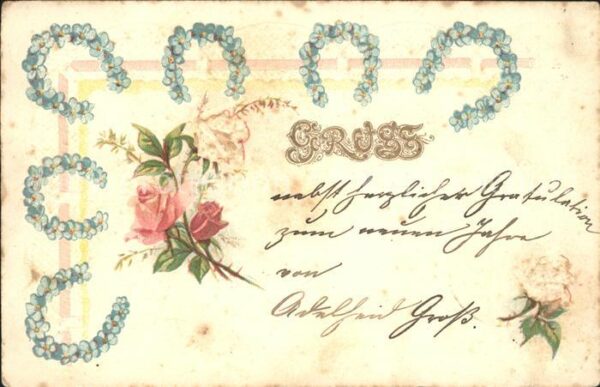 Rosen Vergissmeinnicht Hufeisen Litho