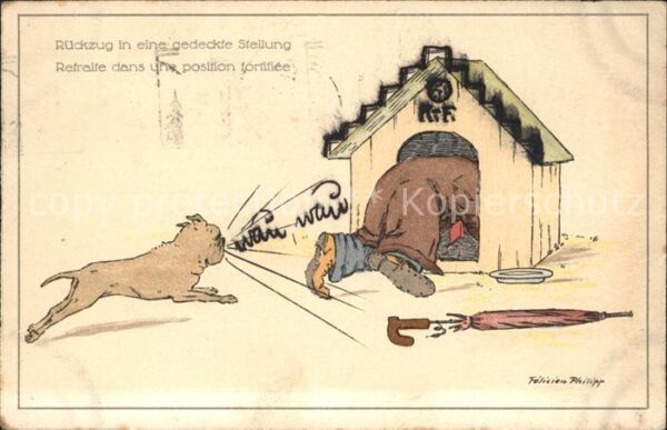 Hunde Hundehütte Rückzug Regenschirm Künstler