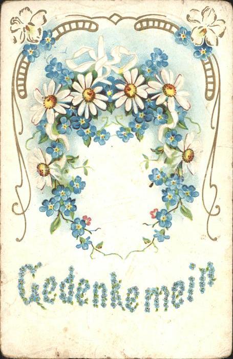 Blumen Margeriten Vergissmeinnicht Litho