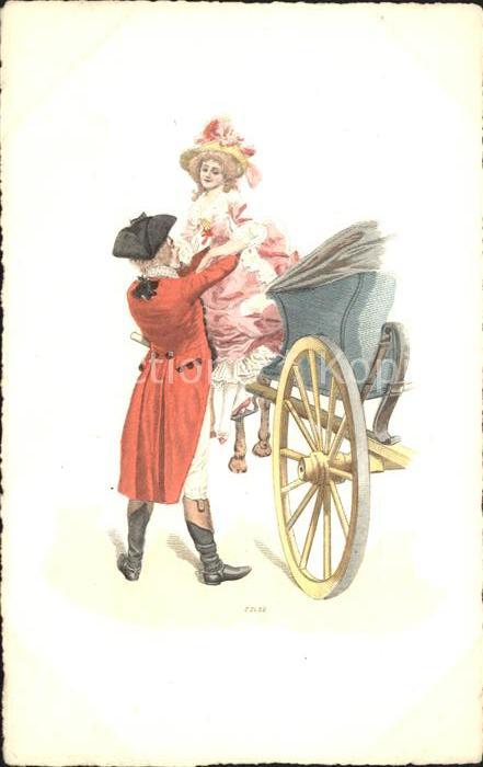 Pferdekutschen Barock Hutmode Mode Litho