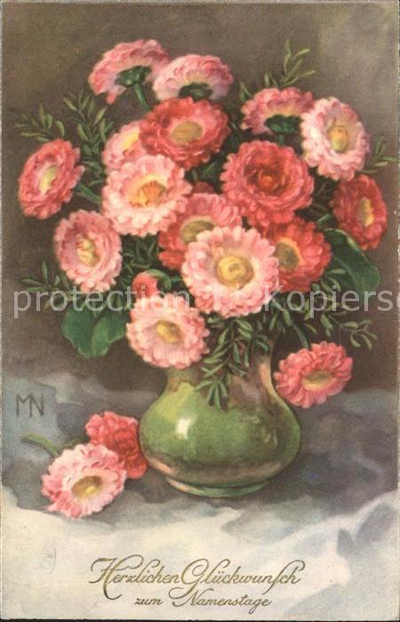 Namenstag Namenskarte Glückwunsch Blumen Vase