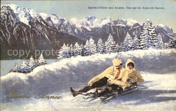 Schlitten Schnee Alpes de Savoie Neujahr