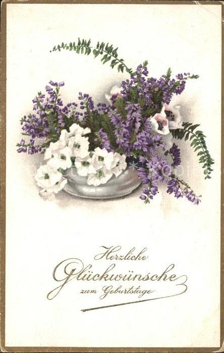 Geburtstag Glückwunsch Blumen Litho