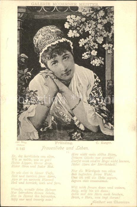 Verlag Galerie Moderner Meister Nr. 542 C. Karger Frühling Frau Gedicht Fra
