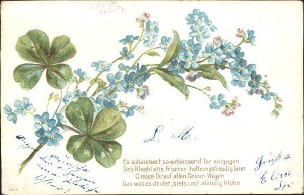 Blumengruesse Kleeblätter Vergissmeinnicht Gedicht Li