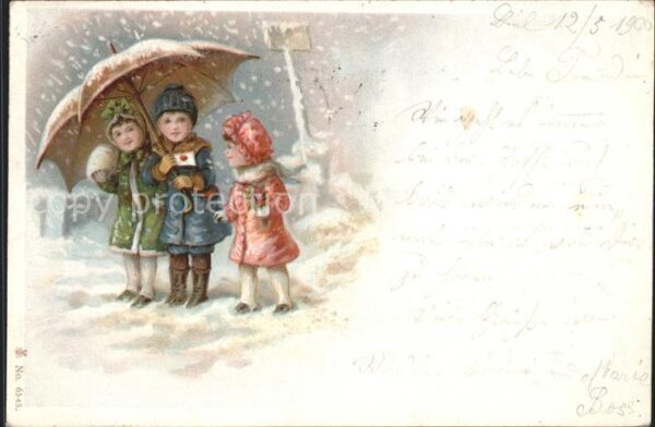 Kinder Child Enfants Wintermode Regenschirm Schnee Muff Brie
