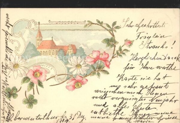 Rosen Margeriten Kleeblätter Litho