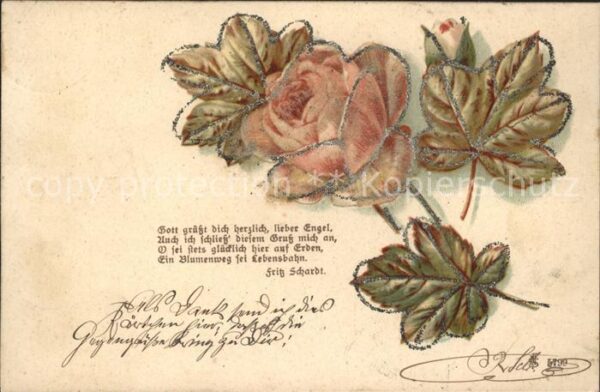 Blumengruesse Rose Gedichte Litho