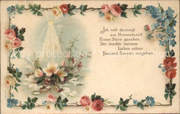 Rosen Vergissmeinnicht Stern Gedicht Litho