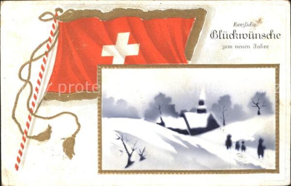 Fahnen Schweiz Glückwunsch Neujahr