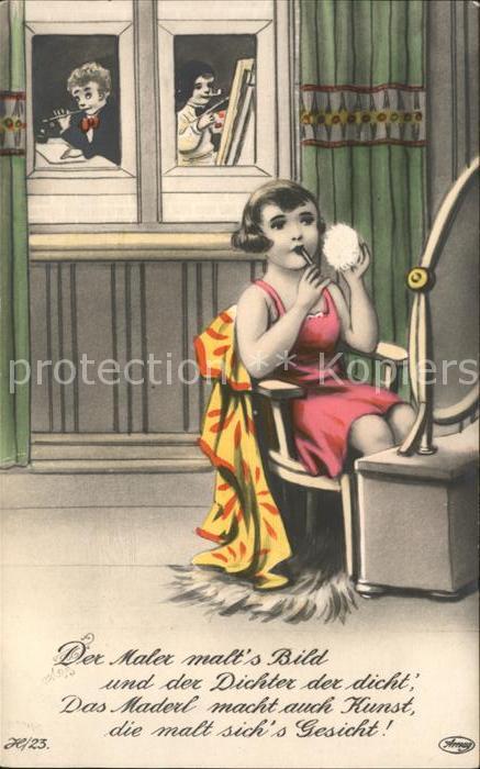 Verlag Amag Nr. H/23 Frau Lippenstift Spiegel Maler Dic