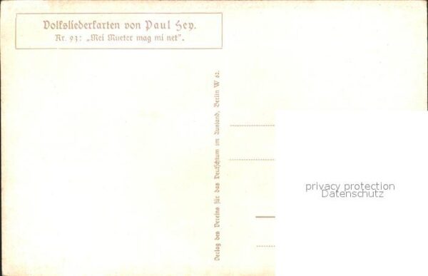 Hey Paul Nr. 93 Volksliederkarte Mei Mueter mag mi n – Bild 2