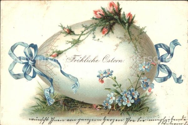Ostern Easter Paques Vergissmeinnicht Schleife Litho