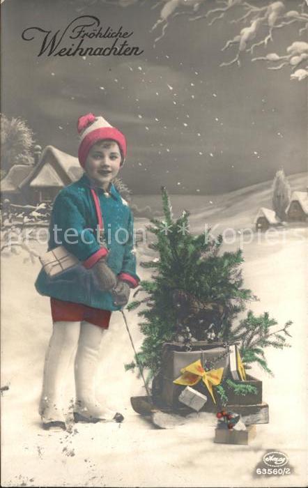 Foto Amag Nr. 63560/2 Weihnachten Kind Schlitten Roll