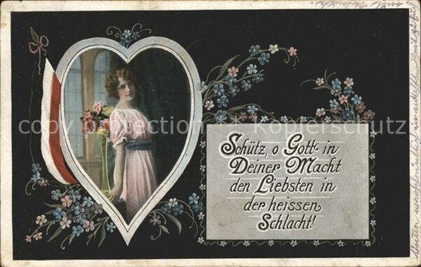 Poesie WK1 Fahne Schwarz-Weiss-Rot Herz Frau Blume