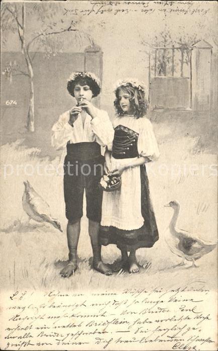 Kinder Child Enfants Gänse