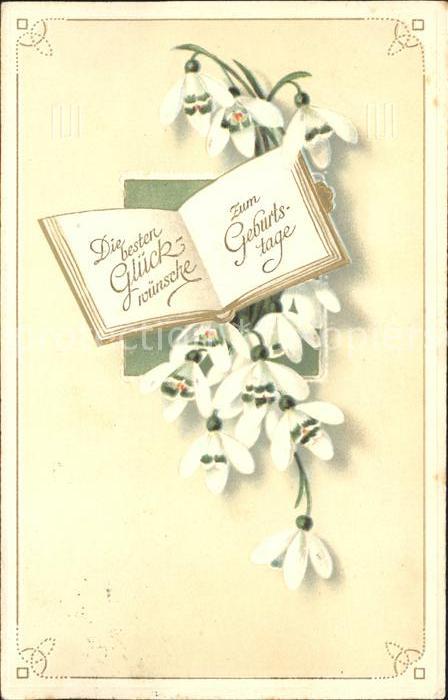 Geburtstag Glückwunsch Schneeglöckchen Litho